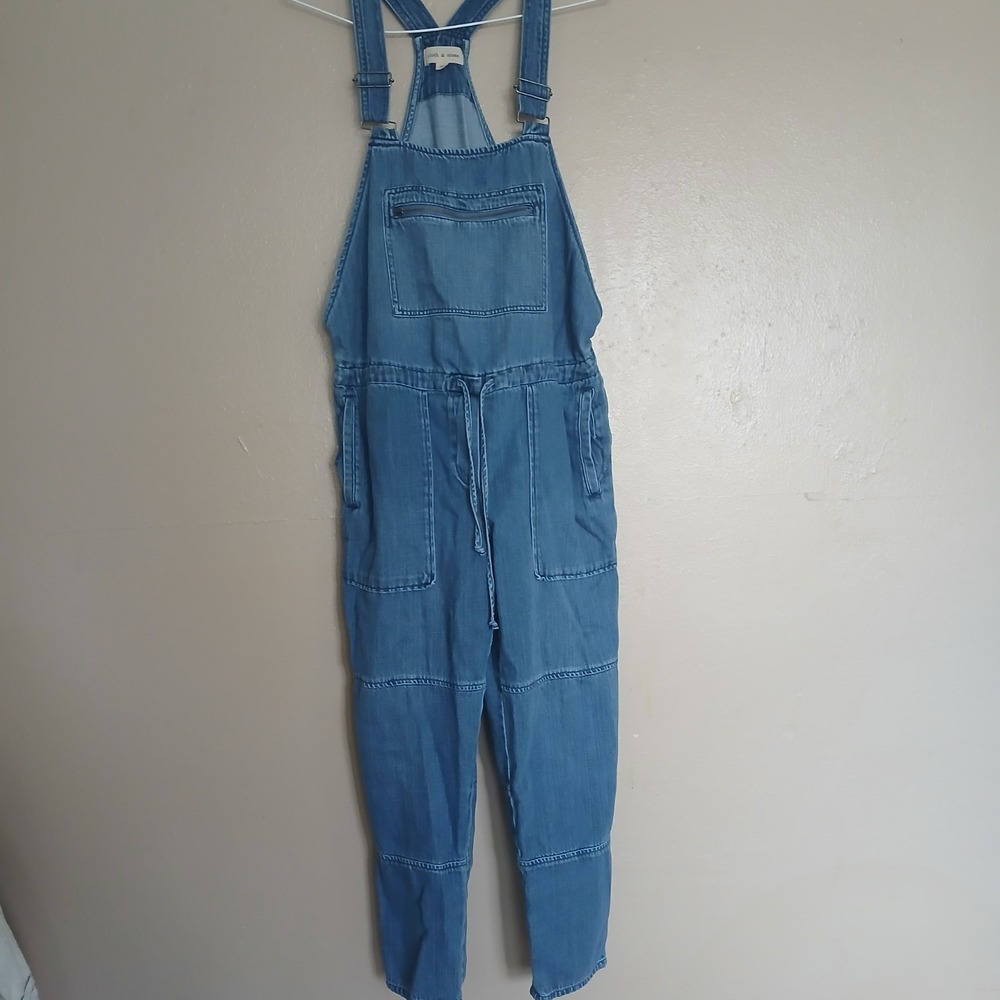 Cloth And Stone Overalls XS Denim Chambray‎ Bib Preppy Elastic Waist Comfort